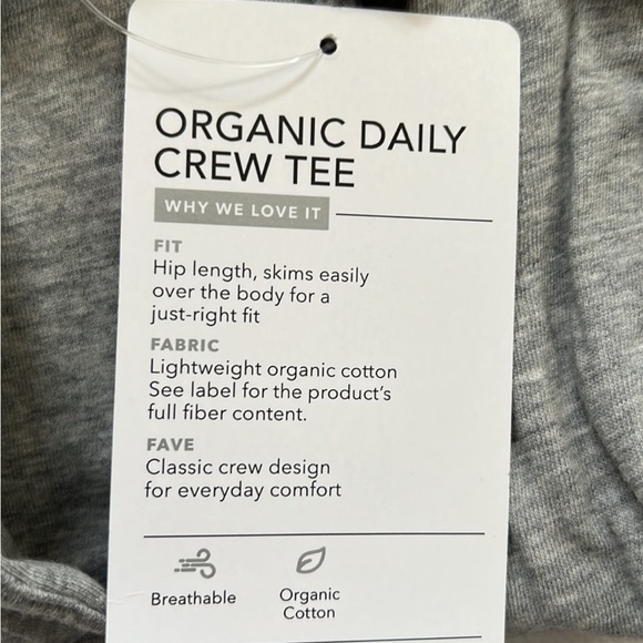 NWOT Athleta Organic Daily Crew 100% Cotton Tee Size Large Gray - Picture 6 of 8